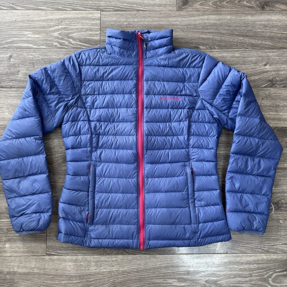 Columbia Sister Brook II Down‎ Jacket Womens M Blue Pink Omni Heat 700 Fill Down